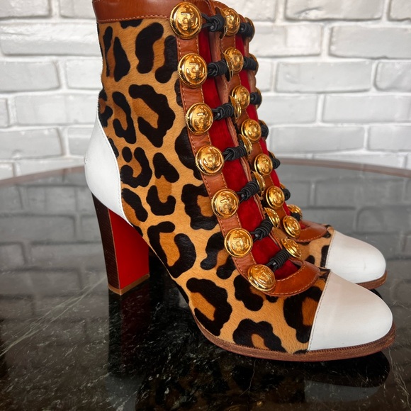 Christian Louboutin Leopard tri color booties 40.5 - Picture 3 of 12